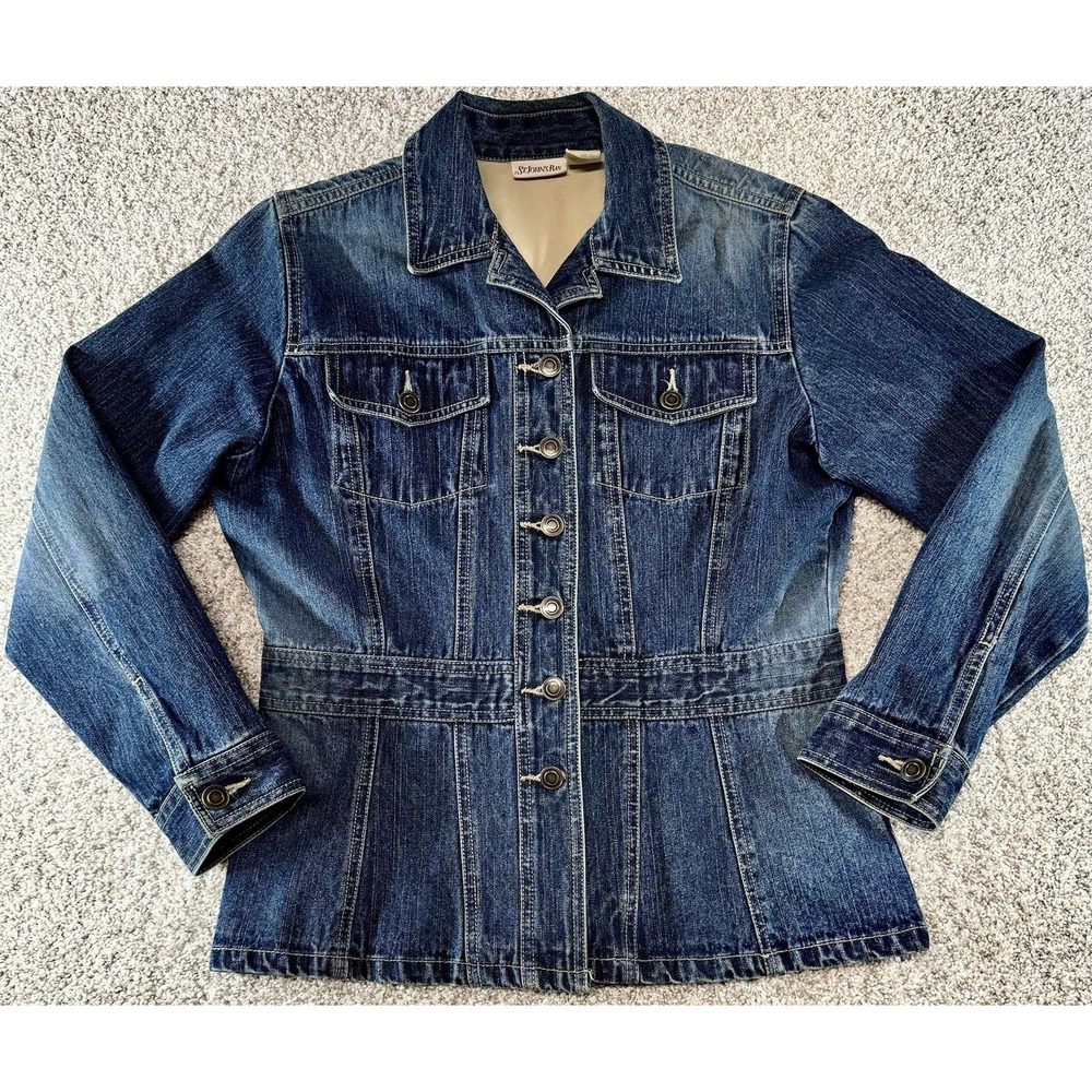 St. Johns Bay Womens Denim Button Down Jean Jacket *MINT* Size Petite Medium